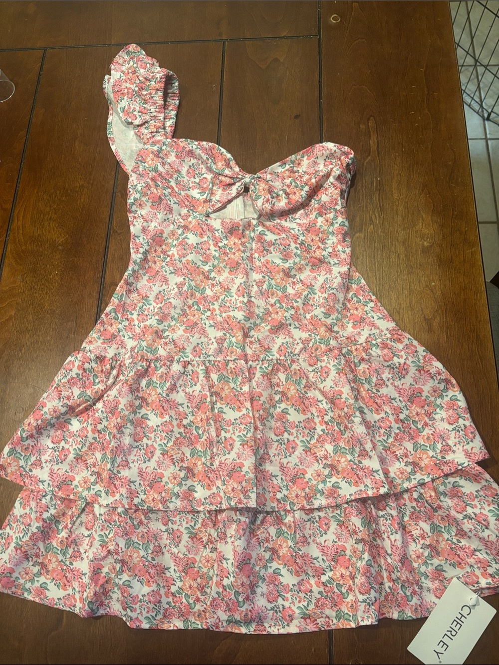 Cherley Floral Pink One-Shoulder Tiered Dress
